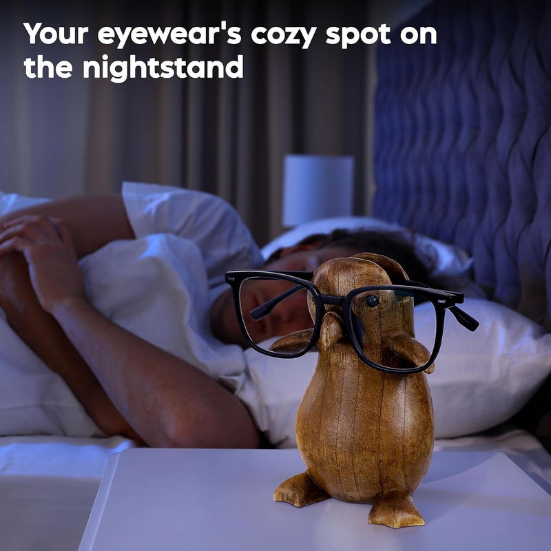 Spaceneat Penguin Eyeglass Holder Stand - Handcrafted in Indonesia - Wooden Glasses Holder for Nightstand - Sunglasses Stand Display, Versatile Eyewear Storage for Reading Glasses, Spectacles & More - Image 4